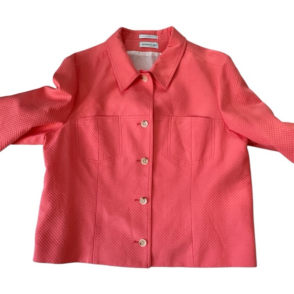 VTG Bernard Zins France Blazer Womens Sz 16 Cotton Lined Jacket Orange Coral EUC - Picture 2 of 12